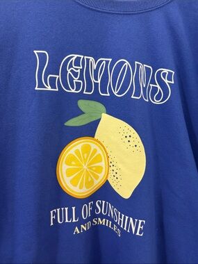 Blue 'Lemons' Graphic Sweatshirt - Cheerful Blue Pullover
